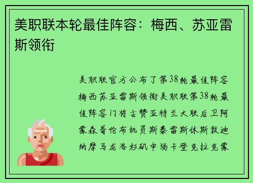 美职联本轮最佳阵容：梅西、苏亚雷斯领衔